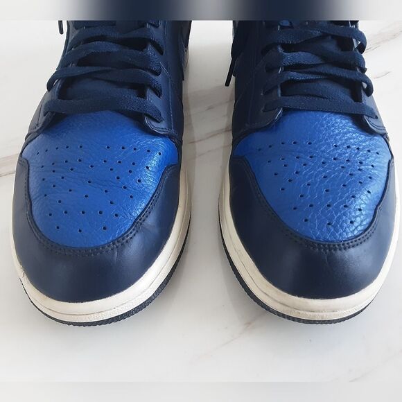 NIKE AIR JORDAN 1 Mid Obsidian Black Game Royal Blue Sneakers #554724-412 Sz 13 main image 4